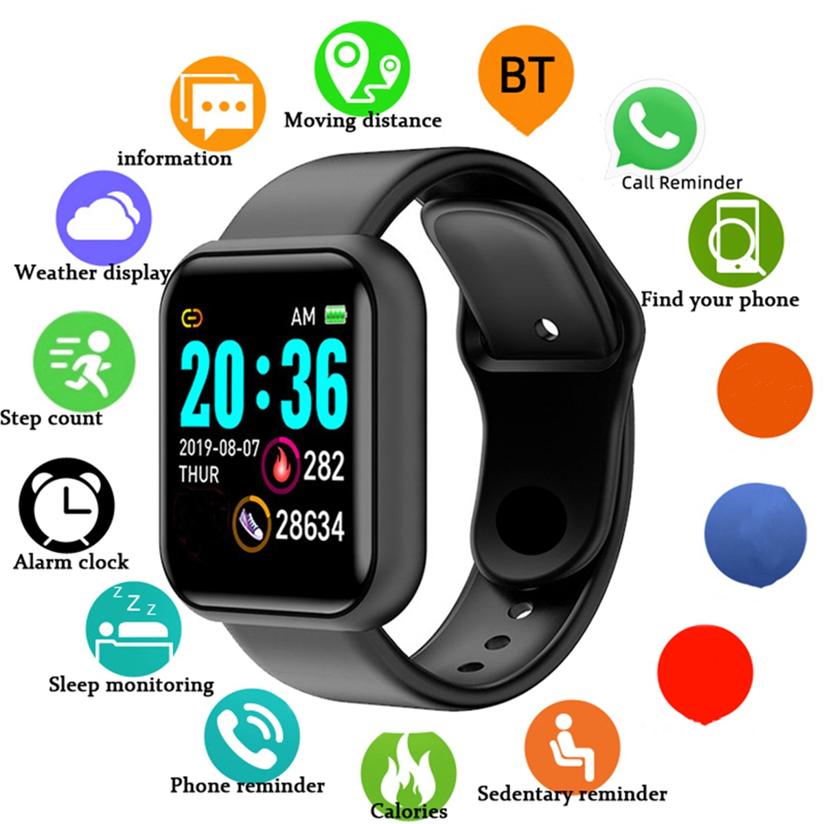 Health Wellness Bracelet - Orologi intelligenti da uomo Schermo a