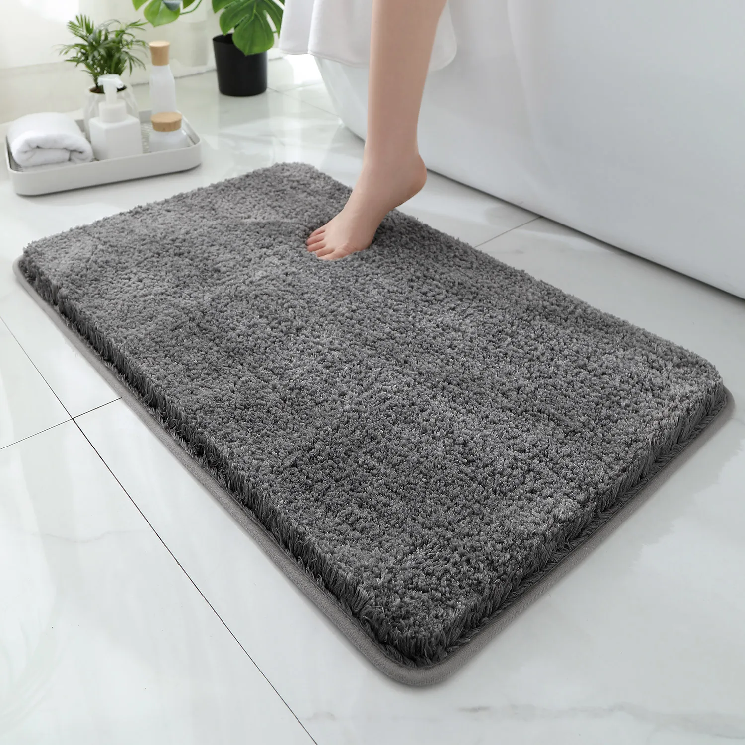 Bamboo Bath Mat - Tappetino da bagno arrotondato e ispessito,